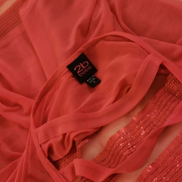 2B bebe pink sequence top | sheer shirt.. NWOT - Picture 5 of 7